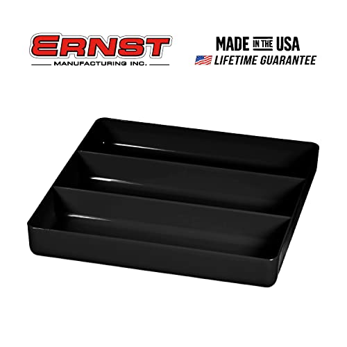 Ernst Manufacturing Stackable Home, Office & Workshop Tray in Black with 3 Compartments - Ideal for Mechanics, Electricians, Plumbers, Crafting, Hobbies - Impact Resistant, Fits in Drawers - color: Black, size: 3-Compartments