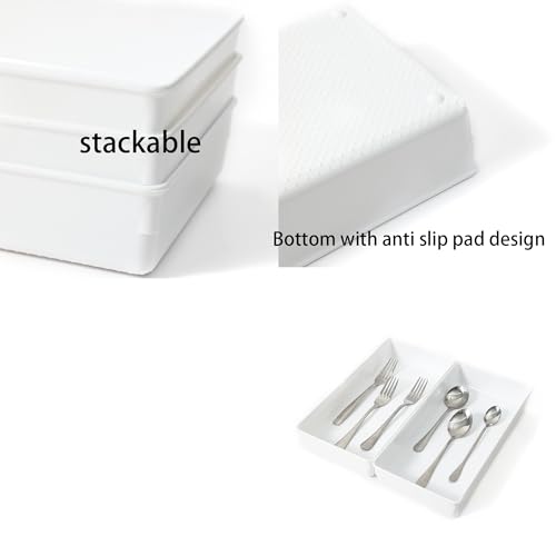 3 Pack White Plastic Drawer Organizer Tray Cutlery Utensil Makeups Drawer Organizers 12" X 6"… - size: 3 Pack 12"x6" White Plastic