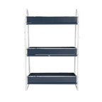 Creative Co-Op Heavily Distressed 3-Tier Metal Tray with White Frame & Rim, Navy - color: Navy