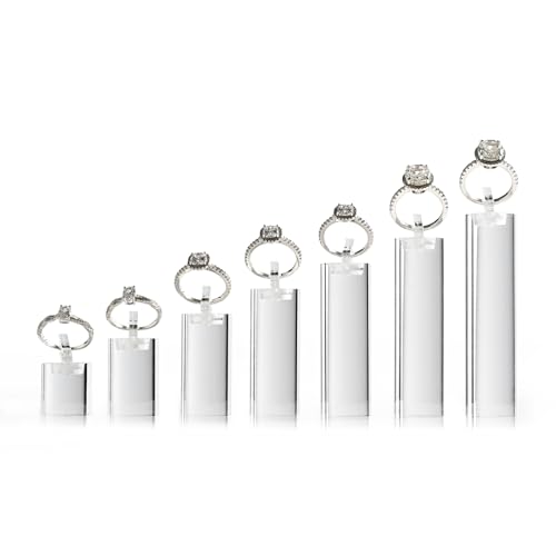 Oirlv Acrylic Jewelry Display Stand Ring Showcase Display Holder 7 PCS Rings Stand (Transparent) - color: Transparent