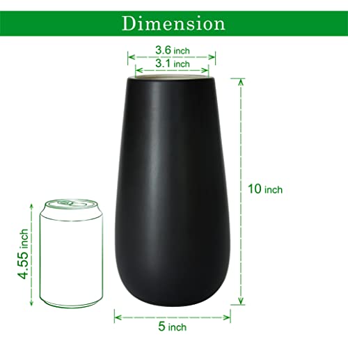 D'vine Dev 10 Inch Ebony Black Elegant Oval Ceramic Vase for Flowers, Home Décor Vase with Design Box, VS-LD-B-5 - color: Ebony Black, size: 10 Inch