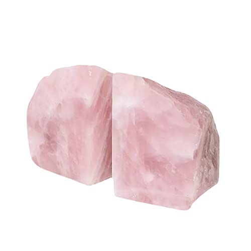 Crystal Bookends Pink Heavy Duty Bookend Natural Rose Quartz Stone Decorative Book Ends 1 Pair 4-6 LBS - size: 4-6lbs