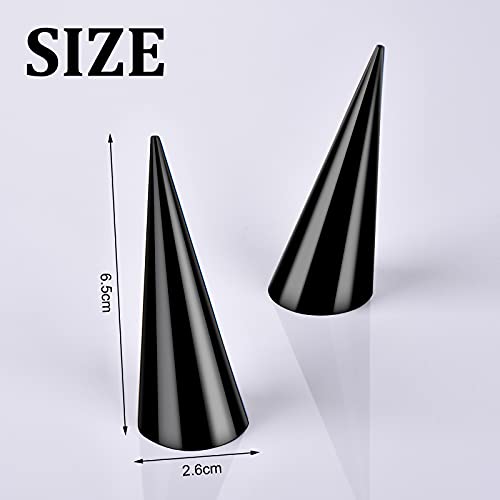 Jetec Clear Acrylic Crystal Ring Holder Acrylic Ring Display Jewelry Holder Wedding Display Cone Support Single Finger Rings Showcase Stand for Jewelry - color: Black