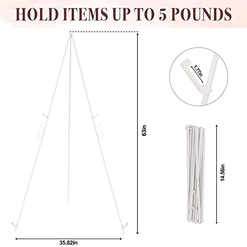 Easel Stand for Wedding Sign & Poster - 63" Display Easels with Adjustable Metal Frame - White - style: White