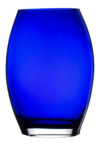 Barski - Handmade Glass - Oval Shaped vase - Cobalt - 10" H (10 Inches High) Made in Europe