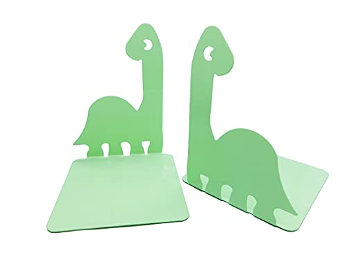 Artkingdome Cartoon Dinosaur Bookends, Book Ends Racks Stand, Nonskid Slip Dino Reading Room Decor, Metal Bookends, Decorative Gift - color: Light Green