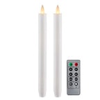 Flameless Taper Candles Flickering with Remote and Timer, 3D Moving Flame Taper Candle Battery Operated to 400 Hours, 9 Inch Window Candles, (White) - color: White