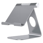 OMOTON Tablet Stand Holder Adjustable, T1 Desktop Aluminum Tablet Dock Cradle Compatible with iPad Air/Mini, iPad 10.2/9.7, iPad Pro 11/12.9, Samsung Tab and More, Grey - color: Grey
