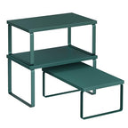 SONGMICS Cabinet Organizer Shelf, Set of 3 Kitchen Counter Shelves, Kitchen Storage, Spice Rack, Stackable, Expandable, Cascade Green UKCS220C01V1 - color: Cascade Green