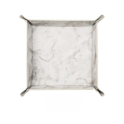siduater Valet Tray Desktop Storage Organizer – Vegan Leather Catchall Bedside Vanity Tray Nightstand Caddy Holder for Remote Controller, Watch, Keys, Phone, Wallet, Coin, Jewelry, Marble White - color: Marble White