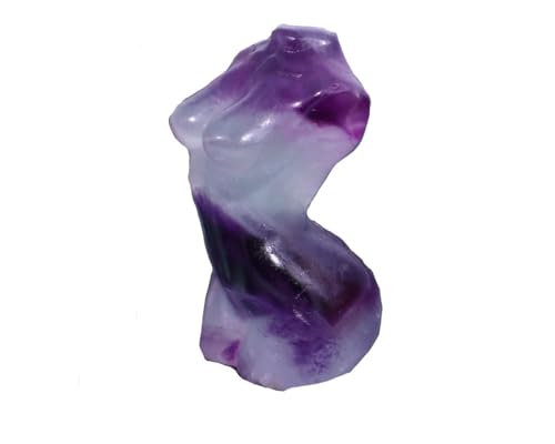 Natural Fluorite Crystal Female Model Figurine Hand Carved Body Sculpture Statue Gemstone Small Figurine Reiki 3 Inch Home Office Decor Ornaments 100-150 Grams - color: Fluorite