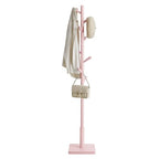VASAGLE Solid Wood Coat Rack, Free Standing Hall Coat Tree with 8 Hooks, 3 Height Options, for Coats, Hats, Bags, Purses, for Entryway, Hallway, Rubberwood Hooks and Pole, Jelly Pink URCR010R01 - color: Jelly Pink, style: Square Base + Cylindrical Hooks