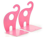 one Pair Cute Cartoon Elephant Nonskid Bookends Art Bookend Metal Bookends (Pink) - color: Pink