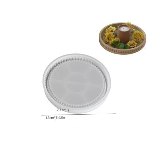 2PCS Round Resin Tray Mold with Bead Edges,Jewelry Trinket Plate Candle Holder Mold DIY Art Craft Christmas Home Decor (Round)