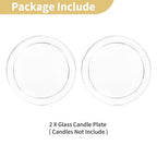 NUPTIO Glass Candle Plate for Home： Set of 2 Large Pillar Candle Tray - 7 inch Diameter Round Candle Dish for Home Wedding Party Easter Table Centerpiece - size: Large-2Pcs