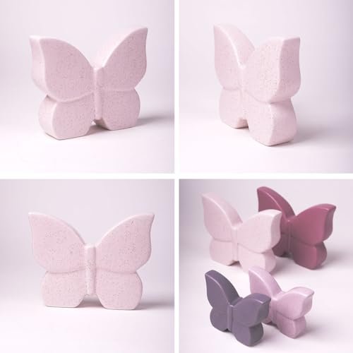 Butterfly Decor Statue Animal Figurine Gift Modern Art Sculpture for Living Room Bedroom Home Ceramic Cream 6.7 Inch