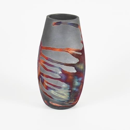 RAAQUU Tsuri 6 inch Handmade Ceramic Raku Vase - Pottery Gifts for Her, Boho, Gift Box, Gift for Mom, Bridesmaid Wedding Gift, Home Décor - CB