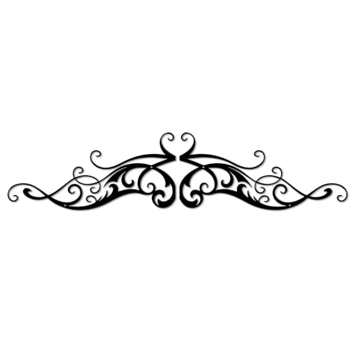 cape leadwort Metal Scroll Wall Decor Art, Long Iron Vine Decoration, Modern Minimalist Line Hanging Sculpture Sign, for Above Door Living Room Office Indoor Outdoor Home Ornaments-33.8x7.9in(Large) - color: Black