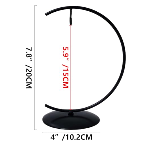 YY YEARCHY Ornament Display Stand for Hanging Glass Globe Ball Air Plant Flower Holder Metal Round Decorative (1, Black, 7.8"x4") - size: 7.8"x4"