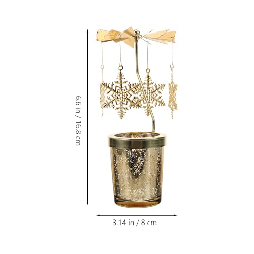 Holibanna Rotating Candlestick Christmas Carousel Tea Light Gold Candle Holder (2PCS Snowflake)