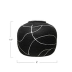 Creative Co-Op Round Decorative Stoneware Vase with Hand-Painted Intersecting Lines, Black and White