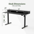 Agilestic 48 x 24 Inches Electric Standing Desk with 2 Storage Drawers, Adjustable Height Sit and Stand Computer Table with Splice Board, Black - color: Black, size: 48 x 24 Inches with 2 drawers