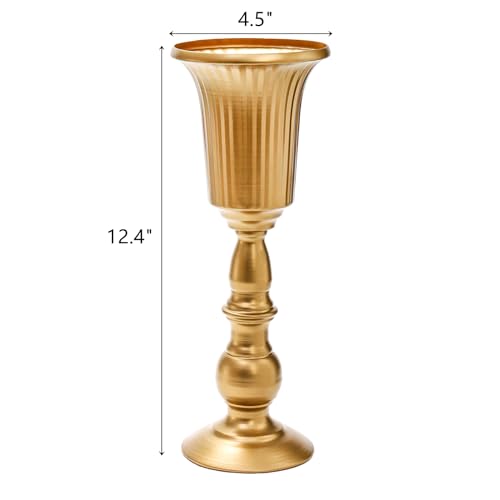 Frcctre 2 Pack Metal Wedding Flower Trumpet Vase, 12.4 Inch Tall Flower Stand, Decorative Centerpiece Artificial Flower Arrangements for Wedding, Birthday, Anniversary Ceremony, Home Decor