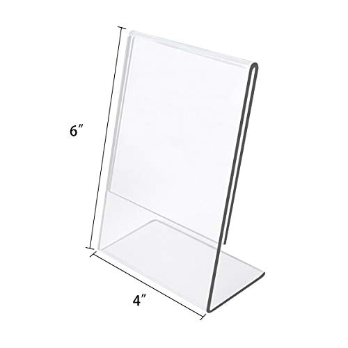 NIUBEE 6Pack Slant Back Acrylic Sign Holder 4x6 inches, Clear Vertical Picture Frames, Desktop Flyer Holder Document Holder Paper Display Stand - size: 4x6, style: Vertical