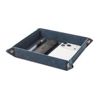 Valet Tray Desktop Storage Organizer – Premium PU Leather Catchall Bedside Vanity Tray Nightstand Caddy Holder for Remote Controller, Keys, Phone, Wallet, Coin, Jewelry,Blue - color: Blue