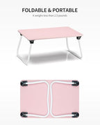 Ruxury Foldable Lap Desk Laptop Stand Bed Desk Table Tray, Breakfast Serving Tray, Portable & Lightweight Mini Table, Lap Tablet Desk for Sofa Couch Floor - Pink - color: Pink