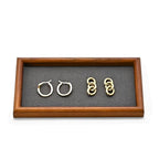 Jewelry Display Tray for Ring Earrings Necklace Bangle Solid Wood Jewelry Dish Tray Catchall(S,Grey) - color: Grey, size: 18 * 10 * 1.5cm