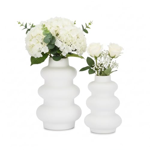 Ajuny Ceramic Vase Set of 2 – White Gourd-Shaped Vases for Centerpieces, Home Decor Living Room, Minimalist Room Decor, Modern Farmhouse Accent, Table Shelf Office Styling, Vases Home Decor Aesthetic. - style: Bottle-Vase