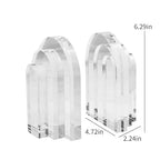 Kitcom Decorative Bookends for Books, Set of 2, Heavy Duty Book Holders Stopper for Shelves, Bookshelf, Bookcase, Office Desk, Home Decor, Aesthetic Layered Arch Design, Clear