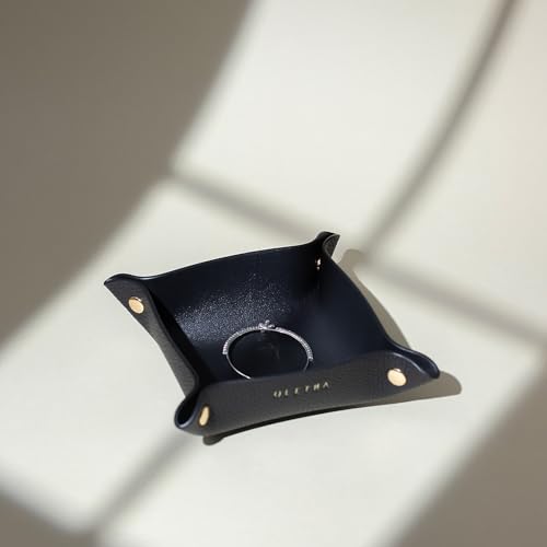 OLETHA Small Foldable Valet Tray - Aesthetic Desk Organizer for Home, Office & Travel - Portable Catch All Bowl for Keys, Jewelry & Essentials - Black - color: Black