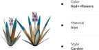 Metal Agave Plant Garden Art, 2 Pack Tequila Rustic Sculpture, Rustic Metal Agave Plants Lawn Home Ornaments, for Yard Stakes, Garden Figurines, Outdoor Patio (2 PCS Purple Flowers) - color: 2 Pcs Purple Flowers