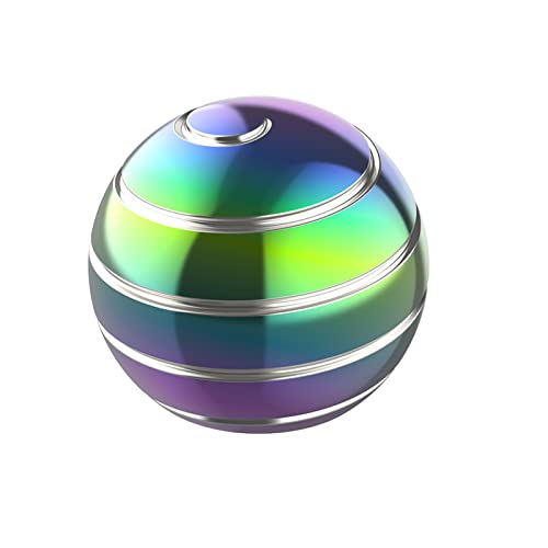 Kinetic Desk Toy Ball, 1.54'' Kinetic Desktop Spinning Toys, Optical Illusion Toys for Anxiety, ADHD, Metal Fidgets for Dad, Mom, Son, Daughter (39MM, Rainbow-A) - color: Rainbow-a
