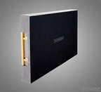 Home Redefined Modern Elegant 17.5"x12" Rectangle Glossy Grey Shagreen Faux Leather Decorative Tray Ottoman Coffee Table Perfume Kitchen Display Perfume Serving Tray with Gold Polished Metal Handles. - color: Grey/Gold