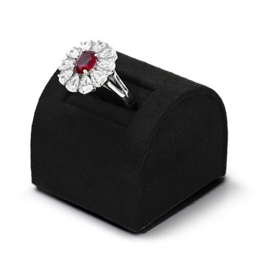 Microfiber Jewelry Ring Display Stand Rings Display Organizer Stand (Black, Low) - size: 1.57" x 1.57" x 1.38"