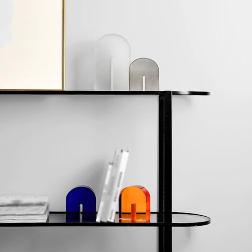 AETVRNI 1 Pair Crystal Bookends for Shelves Heavy Decorative Glass Bookends for Heavy Books Geometric Arch Shape Book Ends Home Office Decor,Gray - color: Gray