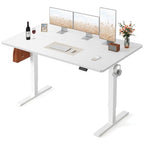 FEZIBO Standing Desk, 55×28 Inches Electric Height Adjustable, Sit Stand Up, Computer Office Desk with Splice Board, While Frame/While TOP - color: White, size: 55 x 28