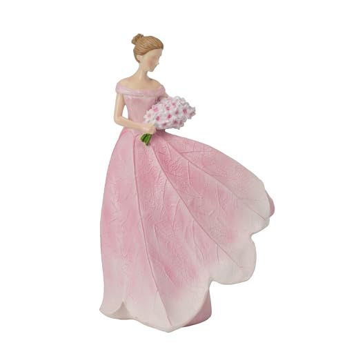 Guichifun Fairy Statue Collection Home Decoration - Pink Leaf Angel Girls Resin Home Garden Patio Living Room Decor Memorial Gift for Mom 7.5 x 4.5 x 11.5 Inch - color: Pink-flower, size: Large