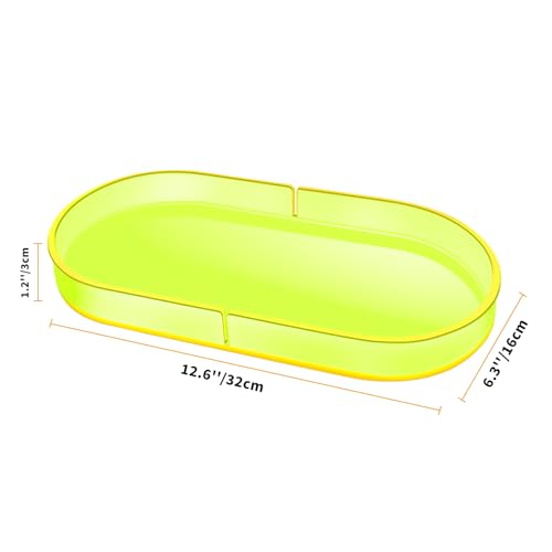 Acrylic Decorative Vanity Tray Perfume Jewelry Trinket Tray for Bathroom Counter Soap Toilet Tank Sink Small Candle Catch All Organizer, 12.6x6.3 Inches, Neon Green - color: Neon Green