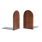 Pandapark Wood Bookends,Non-Skid Bookend for Shelves,Heavy Duty Bookends,Book Stand for Books/CDs,1 Pair - color: Black Walnut-b