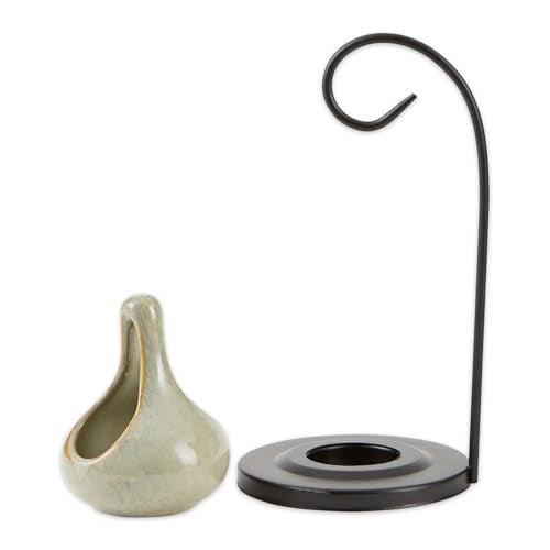 Gifts & Decor Folk Art Porcelain Tear Drop Oil Warmer Candle Holder - color: Brown, size: 4x4x7.625"