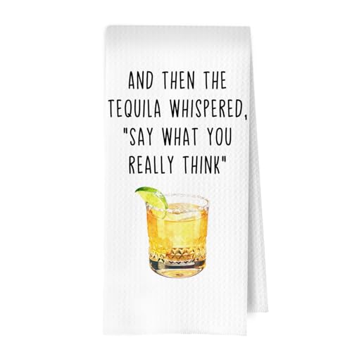 Tequila Gifts Kitchen Towels - Funny Mexican Tequila Gifts Waffle Decorative Dish Towels, Alcohol Gift Hand Towel, Mexican Tea Towel, 16×24 Inches - color: Tequila- 02