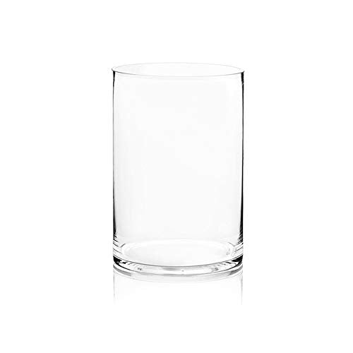 WGV Cylinder Vase, Width 8", Height 12", Clear Wide Large Diameter Flower Glassware, Floral Container, Planter Terrarium for Wedding Party Event, Home Accent Decor, 1 Piece - size: 8"x12"H