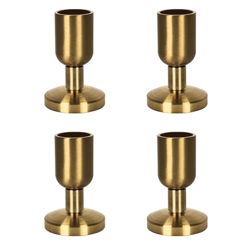 SHOHAYTO Vintage Gold Taper Candle Holders Set of 4, Gold Candle Stick Holders for Dining Table, Wedding Centerpiece, or Festive Mantel Decor - color: Brass