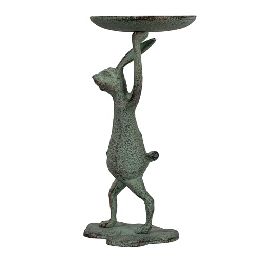 Creative Co-Op Cast Iron Bunny Rabbit Pillar Candle Holder (Holds 3 Inch Pillar Candle), Patina Finish - color: Patina