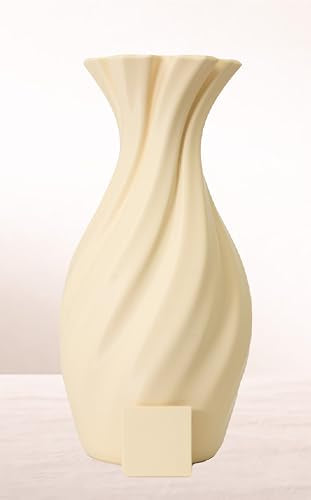 Large 8-Inch Tall Spiral Vase – Modern Waterproof Flower Vase for Centerpieces & Home Decor - 3D Printed PLA Plastic — Not Glass (Cream) - color: Cream