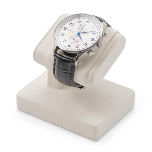 Microfiber Watch Display Stand T-bar Watch Stand Holder Organizer For Men And Women Wristwatch, Bracelet,Storage Display Rack (White) - color: Beige, size: 1 Slot